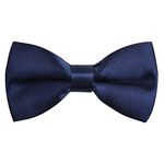 Alizeal Pre-tied Boy's Bow Tie Fancy Plain Adjustable Bow ties, Dark Navy