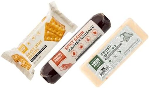 Farmers Market Spicy Meat & Cheese Gift Set | Summer Sausage, Monterey Pepper Jack & Crackers Snack Box | Keto Friendly Charcuterie Food Gift Set for Father's Day, Holidays, Camping & Care Packages