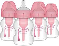 Dr. Brown's Natural Flow Options + Wide-Neck Bottle, Pink Print, 4 Pack, 5 Ounce