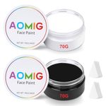 Aomig Face and Body Paint, 2Pcs Pro Oily Body Paint with Triangular Sponge, Non-Toxic Paint Cake Pots for Kids Adults, Creamy Oil Based Face Paint, 70g Cake Face Makeup Supplies for Halloween Cosplay