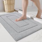 DEXI Bathroom Rug Bath Mat Non Slip Absorbent Soft Carpet for Tub Shower Room Bathroom Machine Washable Bath Rug 16"x24" Light Grey