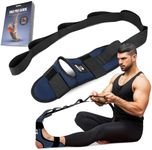 DMoose Fitness Foot & Calf Stretcher with Adjustable Padded Stretching Strap for Plantar Fasciitis, Hamstring, Heel Spurs and Achilles Tendonitis Relief - Yoga Leg Stretch Strap (Navy Blue)