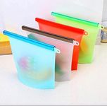 OCEAN PLASTWARES Multicolor 1000Ml Silicone Food Bag Storage Airtight Bag Reusable Storage Container Preservation Leakproof Zip Lock Bag For Food, Snack, Vegetable, Meat For Microwave (1000 Ml, 1)