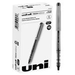 uni-ball VISION NEEDLE Rollerball, Stick Roller Ball Pen Fine-0.7mm, 12 Pack, Black Ink (1734903)