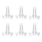 15 Pieces 6 Inch Clear Plastic Easels or Stand, Clear Easel Plate Holder Display Stand for Home Decoration, Clear Plate Holders for Display Picture Artwork