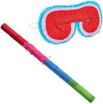 Small Pinata Stick and Blindfold for Kids Birthday, Cinco de Mayo Party Decorations (2-Piece Set)