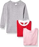 Marky G Apparel Baby Long Sleeve Round Neck Pajama Top (Pack of 3), Pink/Red/Red-whitestripe/White/Heather, 12 Months