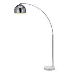 Teamson Home Modern Arc Curved LED Standing Floor Lamp 67 inch Tall Standing Hanging Light, Chrome Finished Shade White Marble Base for Living Room