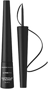 FACES CANADA Ultime Pro Matte Play Eyeliner - Black, 2.5 ml | Quick Dry | Matte Finish | 24 Hr Long Lasting Formula | Precise Felt Tip | Highly Pigmented | Waterproof, Smudgeproof & Sweatproof