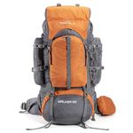 Tripole Walker 55L Internal Frame Rucksack For Hiking | Rain Cover | Water Repellent | Laptop Section | 3 Year Warranty, Orange