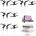 LVEUD 13-piece set of glitter gymnastic cupcake decoration-black, silver, pink gymnast girl cake topper-gym theme baby shower birthday party cake decoration