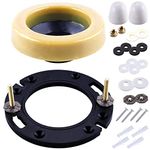 Toilet Flange with Wax Ring for Toilets Replacement Kit Includes Bolts PVC Toilet Flange Repair Kit for 3" or 4" Pipes, Fit Toilet Install & Repair