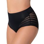 Leonisa Invisible High Waisted Tummy Control Stripe Lace Underwear - Shapewear Panties for Women Black