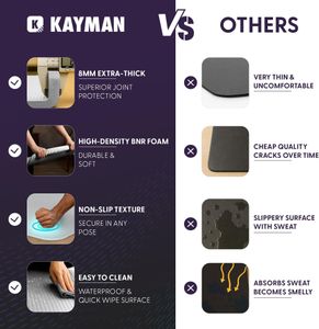 KAYMAN Large Yoga Mat – Grey, Extra Thick Non-Slip Fitness Mat