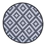 Charles Bentley Diamond Pattern Lightweight Waterproof Indoor/Outdoor/Patio Flatweave Plastic UV Resistant Garden Recycled Material Lightweight Small Rug Grey For Balcony Beach And BBQ (100x100cm)