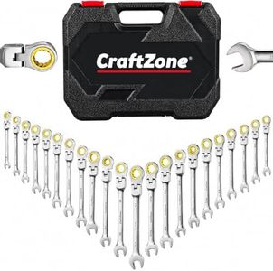 22-Piece Flex Head Ratcheting Wrench Set, SAE & Metric Combination Wrenches, 180° Flexible Head, 72-Tooth Ratchet Gear for Tight Spaces, Professional Mechanics Hand Tool Set, 1/4”-3/4” & 6-18mm