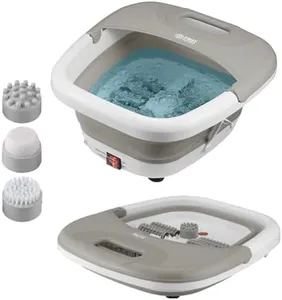 TZS First Austria Spa pour les pieds | Pliable avec supports de stabilité | Ensemble de pédicure 3 pièces | Fonction chauffante | Massage à bulles | Rouleaux de massage | Gris