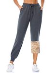 MOVE BEYOND Women's Fleece Lined Joggers Thermal Sweatpants with 2 Pockets Warm Winter Sherpa Trousers with Drawstring, Dark Heather Grey, S