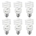 Compact Fluorescent Light Bulb T2 Spiral CFL, 4100k Cool White, 13W (60 Watt Equivalent), 900 Lumens, E26 Medium Base, 120V, UL Listed (Pack of 6)