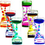 FKYTION Liquid Motion Bubbler Timer Pack of 6 Great Desktop Colorful Hourglass Liquid Bubbler Sensory Anxiety Toys Autism ADHD Fidget Toys Activity Calm Relaxing Toys