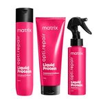 Matrix Opti.Repair Professional Shampoo + Conditioner + Spray | With Liquid Proteins | For Damaged & High Porosity Hair (350ml + 198 g + 100 ml)