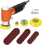 NuoDunco 21Pcs 1'' 2'' 3'' Mini Random Orbital Air Sander Kit, 15,000RPM High Speed Orbital Sander Polisher Air Tools for Wood Grinding, Auto Body Work, with 15pcs Sandpapers (Orange Sander Set)