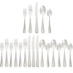 Amazon Basics 20-Piece Stainless Steel Flatware Set with Round Edge, Service for 4