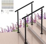 Outdoor Handrail,Stair Handrail,Metal Handrails with Installation Kit for Concrete, Porch Steps,One-Step Assembly, Black(2 Pack)