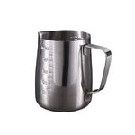 SYGA Milk Frother Jug Stainless Steel Milk Frothing Pitcher Coffee Cappuccino Latte Art Frothing Pitcher Barista Milk Jug Measuring Cup with Scale- Silver, 600ml