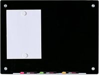 Audio-Visual Direct Magnetic Black Glass Dry-Erase Board Set - 45 cm x 60 cm - Includes Magnets, Hardware & Marker Tray