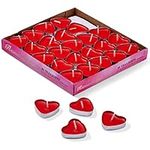 THE TWIDDLERS - 50 Red Heart Shaped Scented Candles, Smoke Free Tea Lights for Valentines Day, Mothers Day, Anniversaries and Birthdays Decorations Romantic Candle - 4 cm