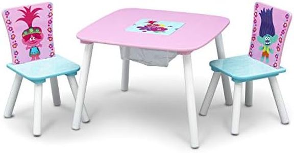 Delta Children Kids Table and Chair Set with Storage (2 Chairs Included), Trolls World Tour