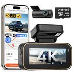 70mai 4K Dash Cam Front and Rear A810 Lite, 5Ghz WiFi 6 Dash Cam, Support 4G LTE Remote Access, GPS Tracking, HDR Night Vision, 24H Parking Mode, Voice Control, Emergency Lock, Loop Recording