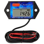 Runleader Self Powered Digital Tach Hour Meter,RPM Alert,Maintenance Reminder,Battery Replaceable,Works on 2 or 4 Stroke Gas Engine, Use for Garden Tractor Generator Compressor Outboard Motor Chainsaw