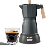 KITfanz Electric Espresso Coffee Maker, Italian Coffee Pot, Electric Moka Pot, Cuban Coffee Maker, Portable Cafeteras Electricas Espresso Makers with Detachable Base 3 or 6 Cup (Grey)