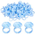 100 Pcs Glue Rings Blue Lash Glue Holder Plastic Lash Glue Rings Practical Lashes Glue Rings Glue Rings for Eyelash Extensions for Eyelash Extensions