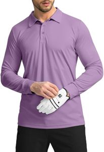 G Gradual Men's Polo Shirt Long Sleeve Golf Shirts Lightweight UPF 50+ Sun Protection Cool Shirts for Men Work Fishing Outdoor, Purple, X-Large