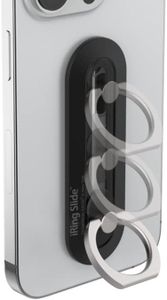 iRing Slide, Made in Korea, Wireless Charging Friendly Phone Holder. Cell Phone Ring Grip Finger Holder and Stand Compatible with iPhone, Galaxy, and Other Smartphones (Black)