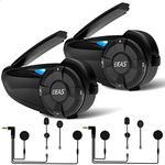 EJEAS Q7 Motorcycle Helmet Headset Intercom, Bluetooth 5.1 Motorbike Helmet Interphone Communication System Connect Up to 7 Riders(2 Pack)