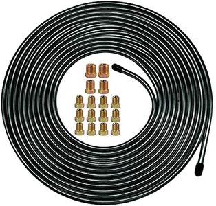 MuHize Brake Line Tubing Kit 1/4 inch 25 Ft. with 16 Fittings - Rust-Proof PVF Coated Steel Roll - Flexible Fuel & Transmission Line for Cars, Trucks, SUV - Fits Ford, Chevy, Dodge, Honda