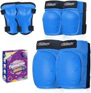 Nattork Knee Pads, Elbow Pads & Wrist Guards for Adult, 6 in 1 Protective Gear Set for Skateboard, Roller Skate, Inline Skates, Cycling and Scooter- Multi Sport Pads Set for Boys, Girls- Blue(Medium)