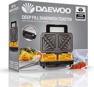 Daewoo Deep Fill Sandwich Toaster – Non-Stick Plates, 2 Slice