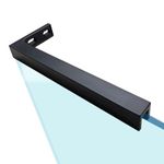 Primst Shower Door Glass Support Bracket, L Shape Stainless Steel Wall-to-Glass Support Bar for Fixed Frameless Shower Glass Panel (Black,Glass on Left)