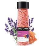 Soulflower Lavender Bath Salt Enriched with Himalayan Pink Rock Bath Salt for Relaxing Muscle, Body & Foot Spa with Natural Mineral-Rich Salt, Lavender Essential Oil, Olive Oil, 500g (Pack of 1)