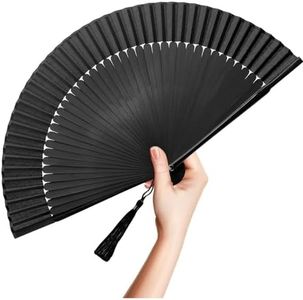 Hand-Held Folding Fans - Foldable Chinese Japanese Vintage Bamboo Silk Fan - for Hot Flash, Church, Decoration, EDM, Music Festival, Dance, Party, Performance, Gift
