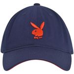 Concept One Playboy Dad Hat, Cotton Twill Adjustable Baseball Cap with Curved Brim, Navy Blue, One size