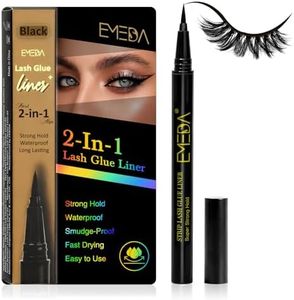 Strip Eyelash Glue Eyeliner Waterproof - 2-in-1 Black Eyelash Glue Pen and Eyeliner, Eyelash Liner for 48H Waterproof Long Lasting for Strip Lashes, 3S Quick Dry Beginner Friendly by EMEDA (01)