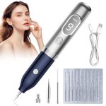 Aytop Skin Tags Removal Pen, Professional Mole Remover Pen Kit with 9 Modes & LCD Display Portable USB Rechargeable Skin Tag Removal Pen with Replaceable Needles for Wart Freckle Nevus (Blue/Silver)