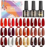 SHOWNAIL Gel Nail Polish, 21Pcs Sparkle Red Gel Polish Soak Off Gel Nail Polish Set with Base Glossy Matte Top Coat, Classic Red Gel Nail Polish Colour Nail Art Starter Manicure Salon DIY,8ml