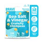 BRAVE Roasted Chickpeas - Delicious Healthy Snacks - Vegan - High in Plant Protein & Fibre - Low Calorie - Plant-Based - Box of 12 Packs… (Salt & Vinegar, 35 g (Pack of 12))